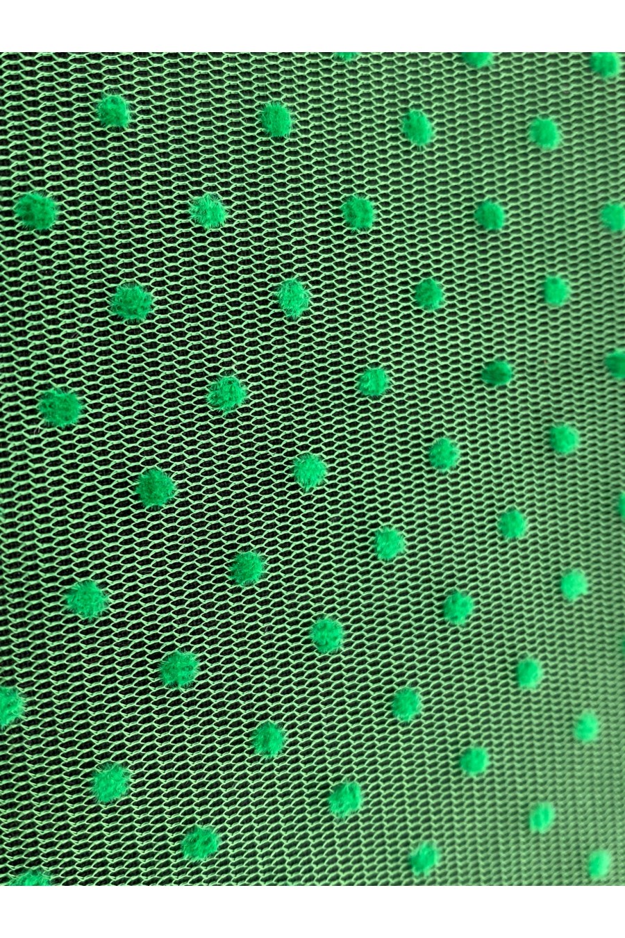 8701-METRE Zümrüt Yeşili Varak Baskılı Tül Kumaş - 150 cm