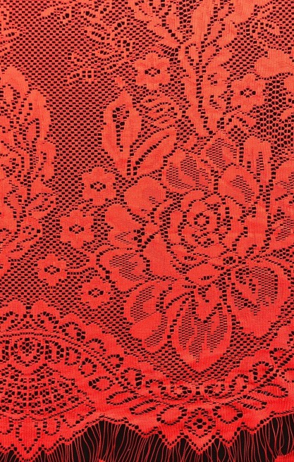 Kırmızı Likralı Kordlu İthal Naylon Dantel