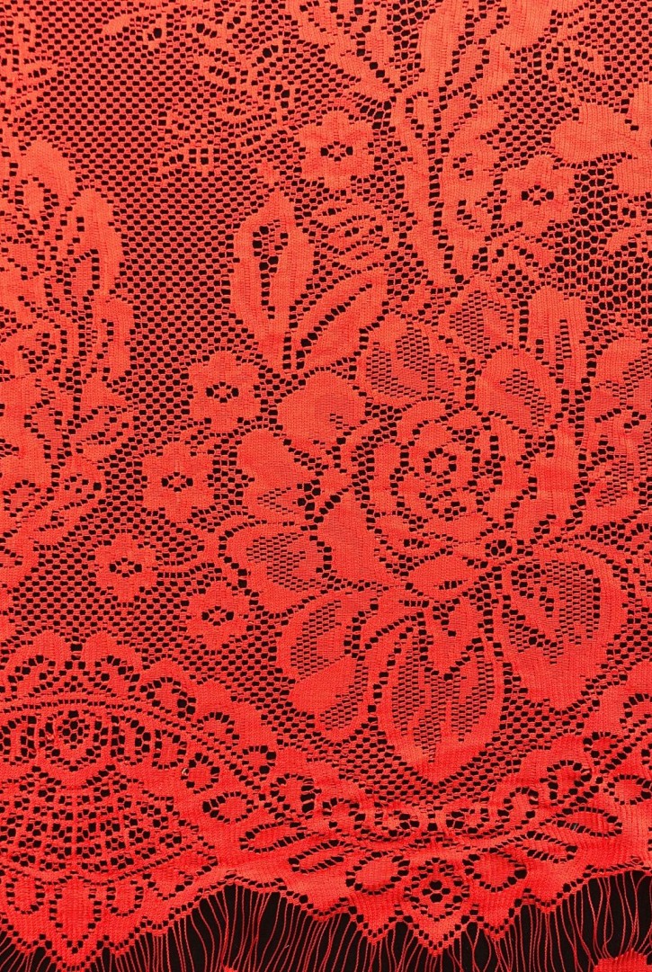 Kırmızı Likralı Kordlu İthal Naylon Dantel