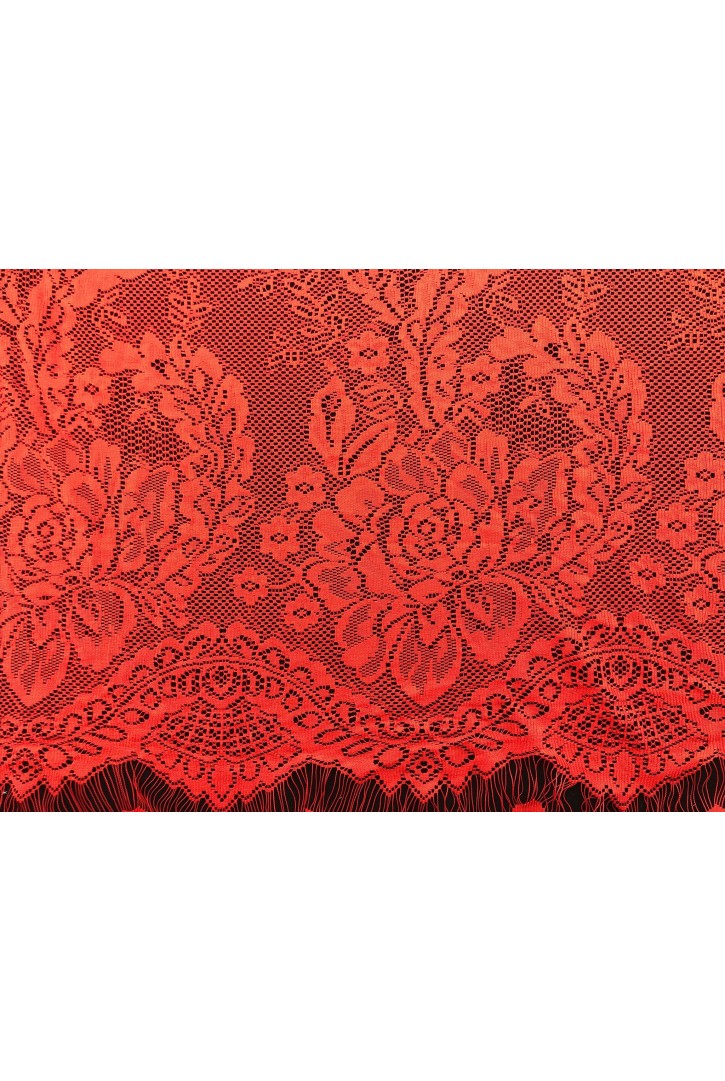 Kırmızı Likralı Kordlu İthal Naylon Dantel