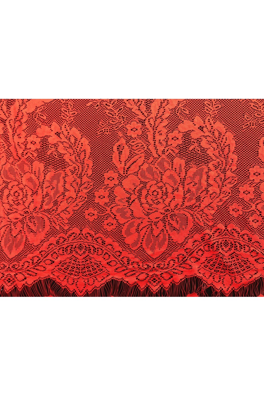 18441-KG Kırmızı Likralı Kordlu İthal Naylon Dantel