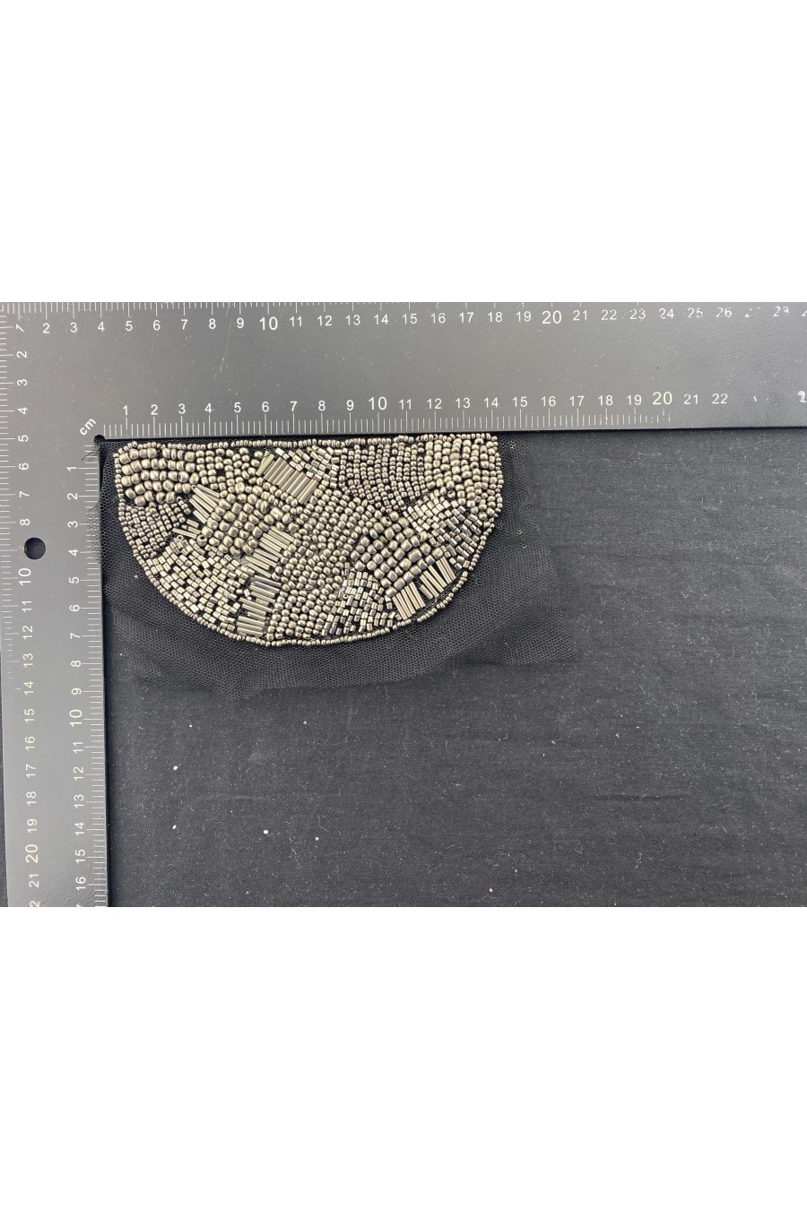 1931-ADET Siyah Boncuklu Tül Üzeri Apolet Aksesuar - 15 cm, 1931 Model