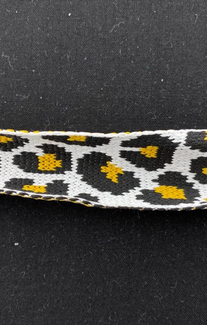 Leopar Desenli Ham Zeminli Polyester Şerit, 3 cm