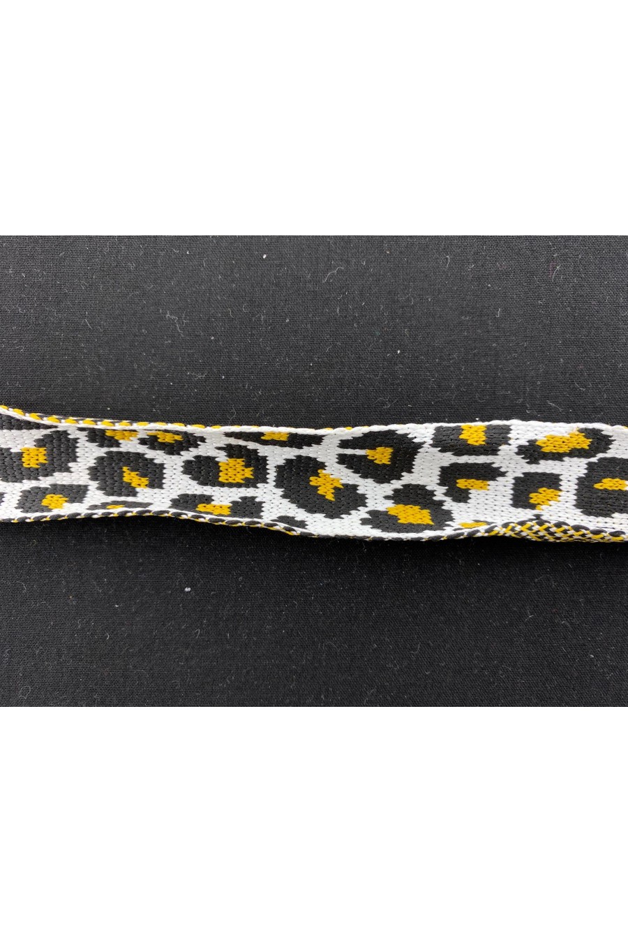 Leopar Desenli Ham Zeminli Polyester Şerit, 3 cm