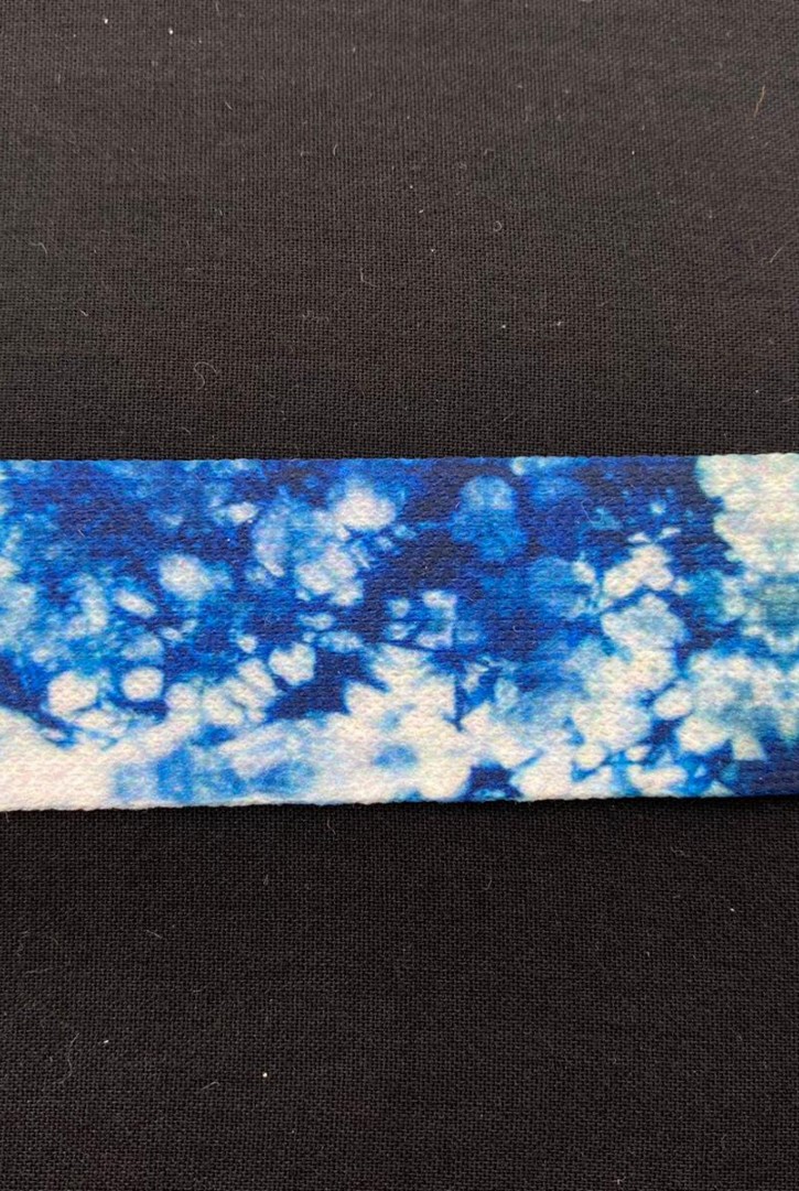 Şerit Yerli Bant Raşel Polyester Batik Desen Mavi 3 CM