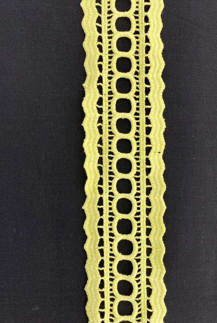 Sarı Mat Polyester Güpür Brode Bant, Yerli