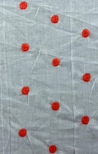 Coral İplikli Puanlı Kasar Zemin Yerli Vual Brode Kumaş