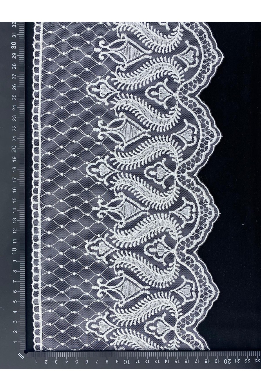 Ekru Renk Tül Üzeri Brode Bant, Yerli Üretim