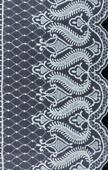 Ekru Renk Tül Üzeri Brode Bant, Yerli Üretim