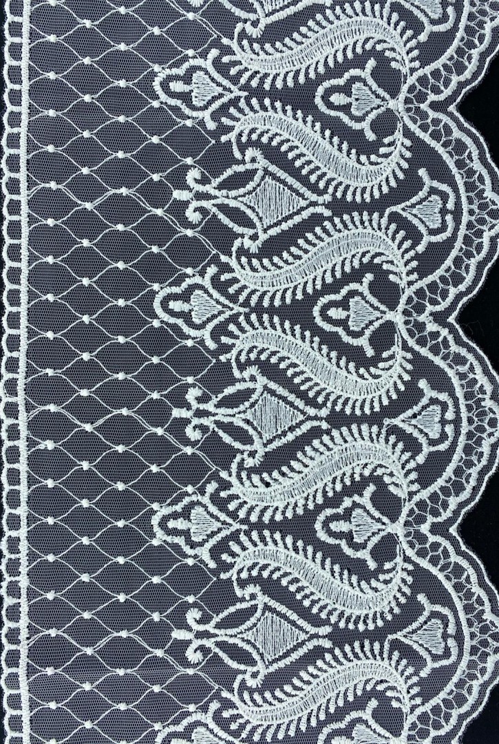 Ekru Renk Tül Üzeri Brode Bant, Yerli Üretim