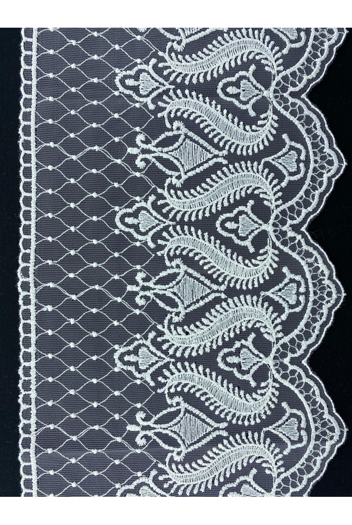 Ekru Renk Tül Üzeri Brode Bant, Yerli Üretim