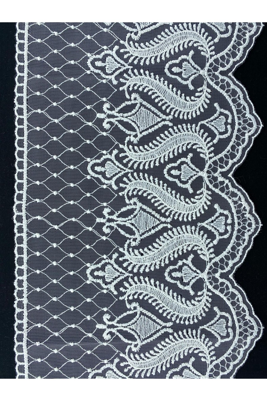 Ekru Renk Tül Üzeri Brode Bant, Yerli Üretim