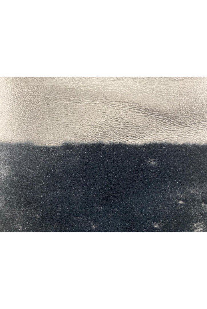 Siyah Deri Tavşan Kürk İthal Kumaş - 150 cm