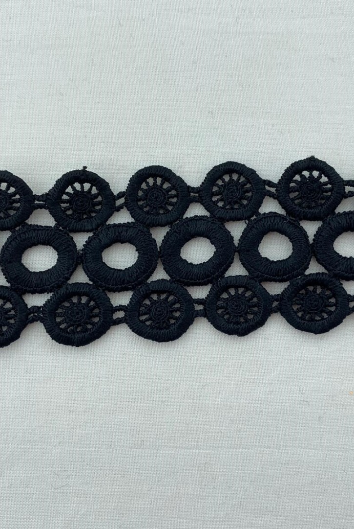 Brode İthal Güpür Mat Polyester Siyah 4 CM