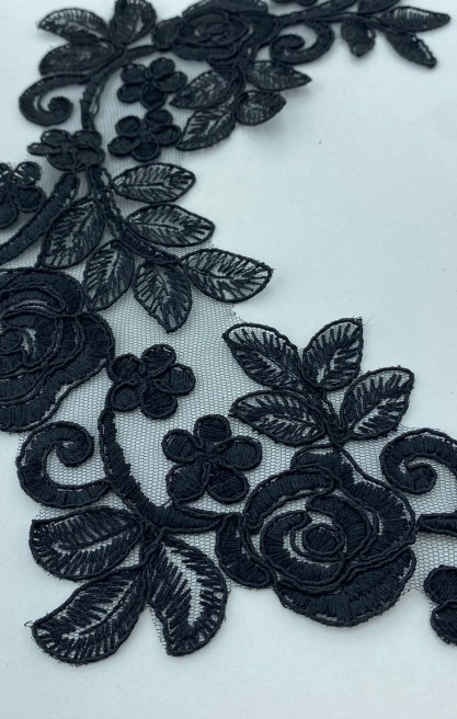 Siyah 25 cm Düz Aplik Brode Bant