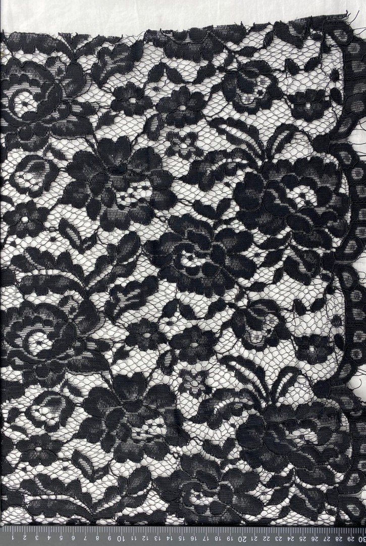 Siyah 53 cm Sakallı Pamuk Naylon Dantel Bant