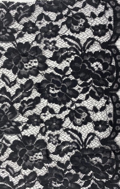 Siyah 53 cm Sakallı Pamuk Naylon Dantel Bant