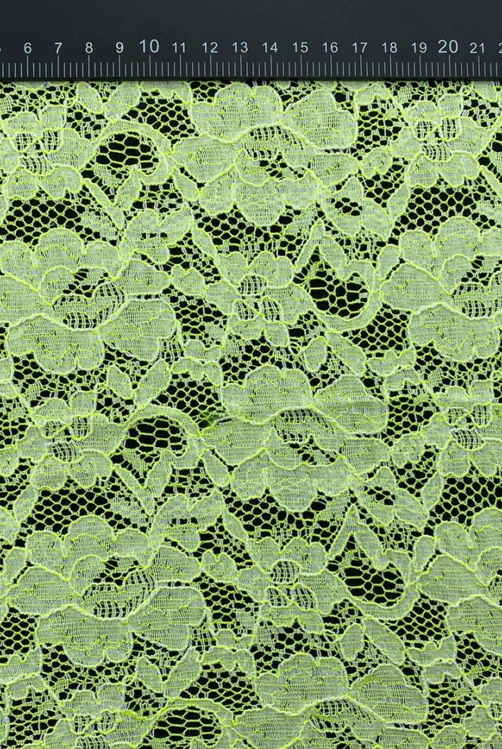 Neon Sarı Pamuk Polyester Dantel