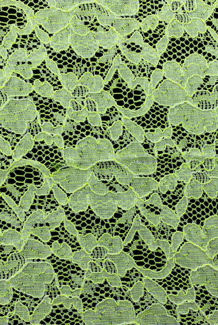 Neon Sarı Pamuk Polyester Dantel