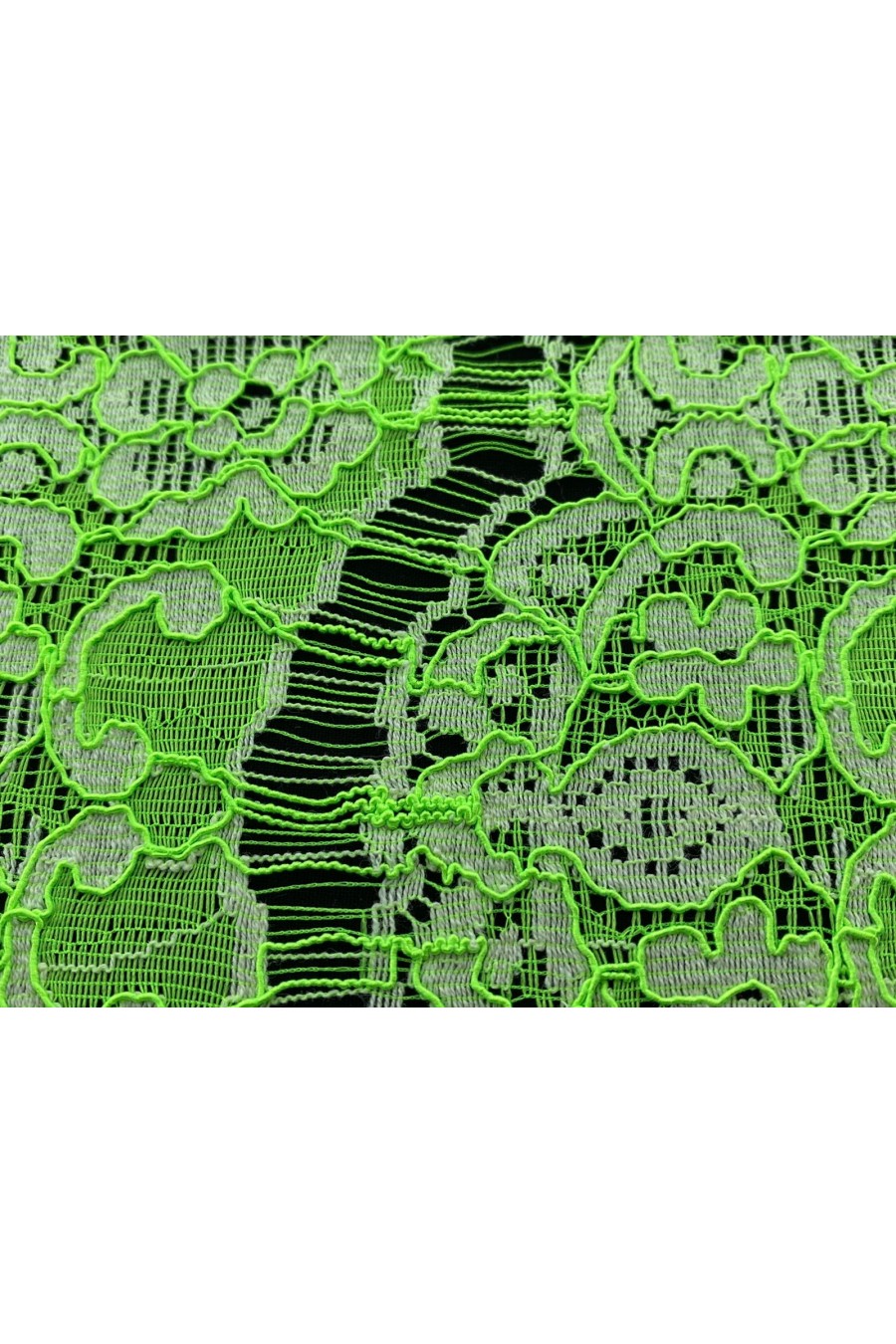 Neon Yeşil Kordlu Pamuk Polyester Dantel