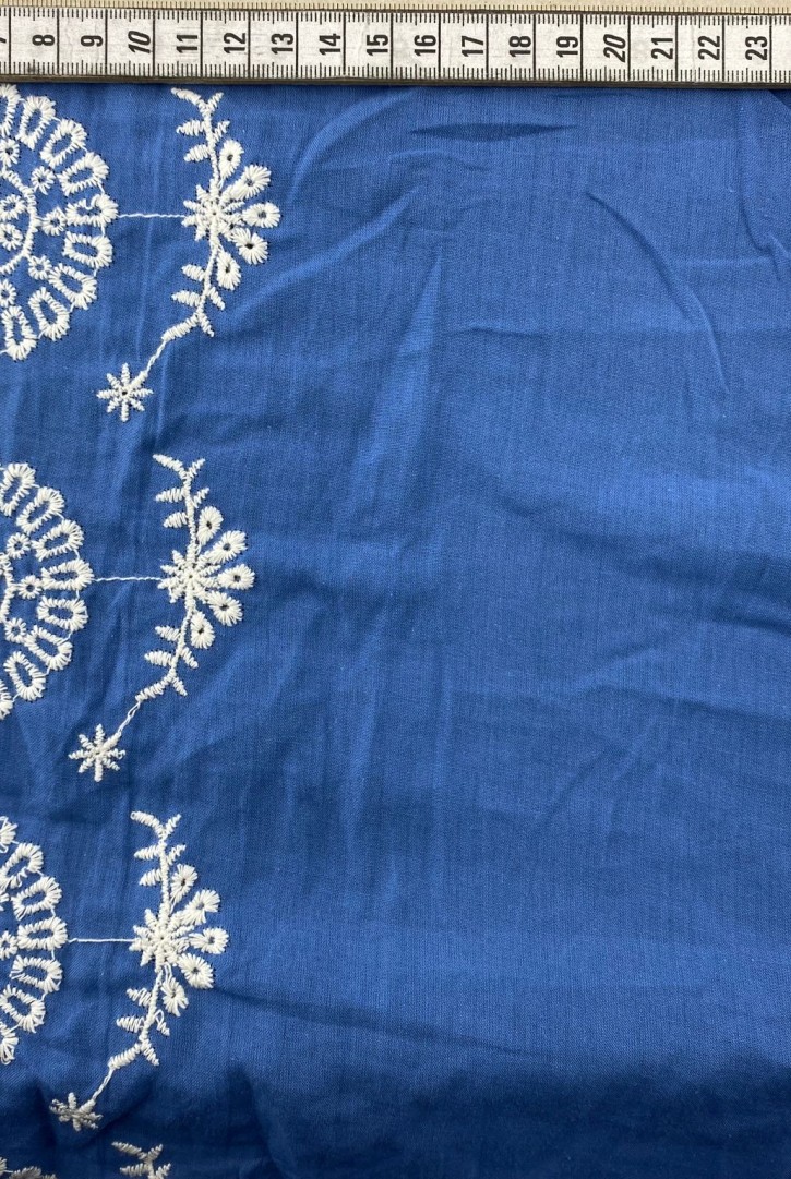 İndigo Zemin Pamuk İplikli Vual Brode