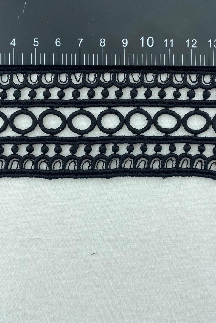 Siyah Mat Polyester Güpür Brode Bant