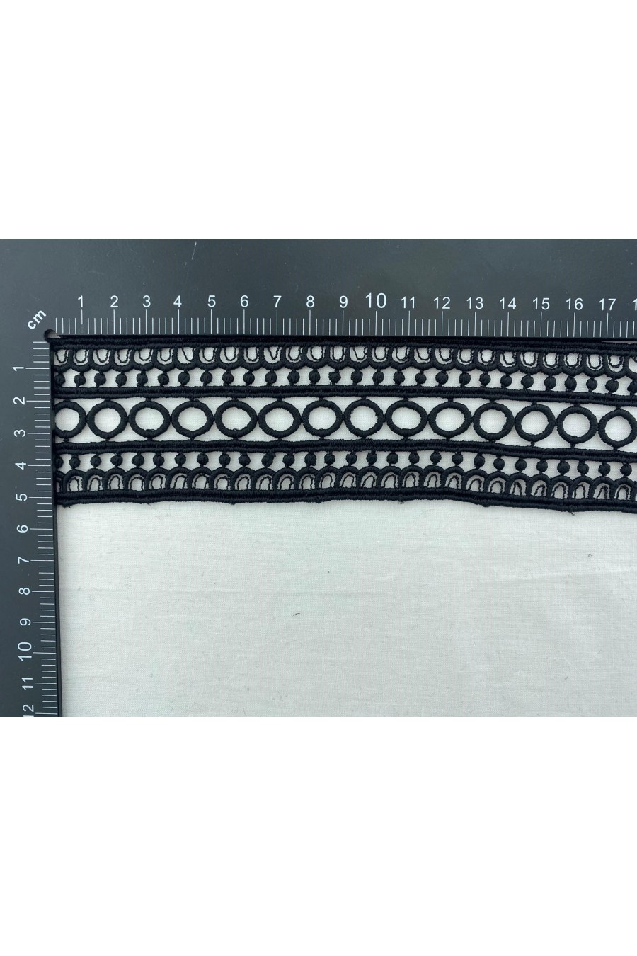 Siyah Mat Polyester Güpür Brode Bant