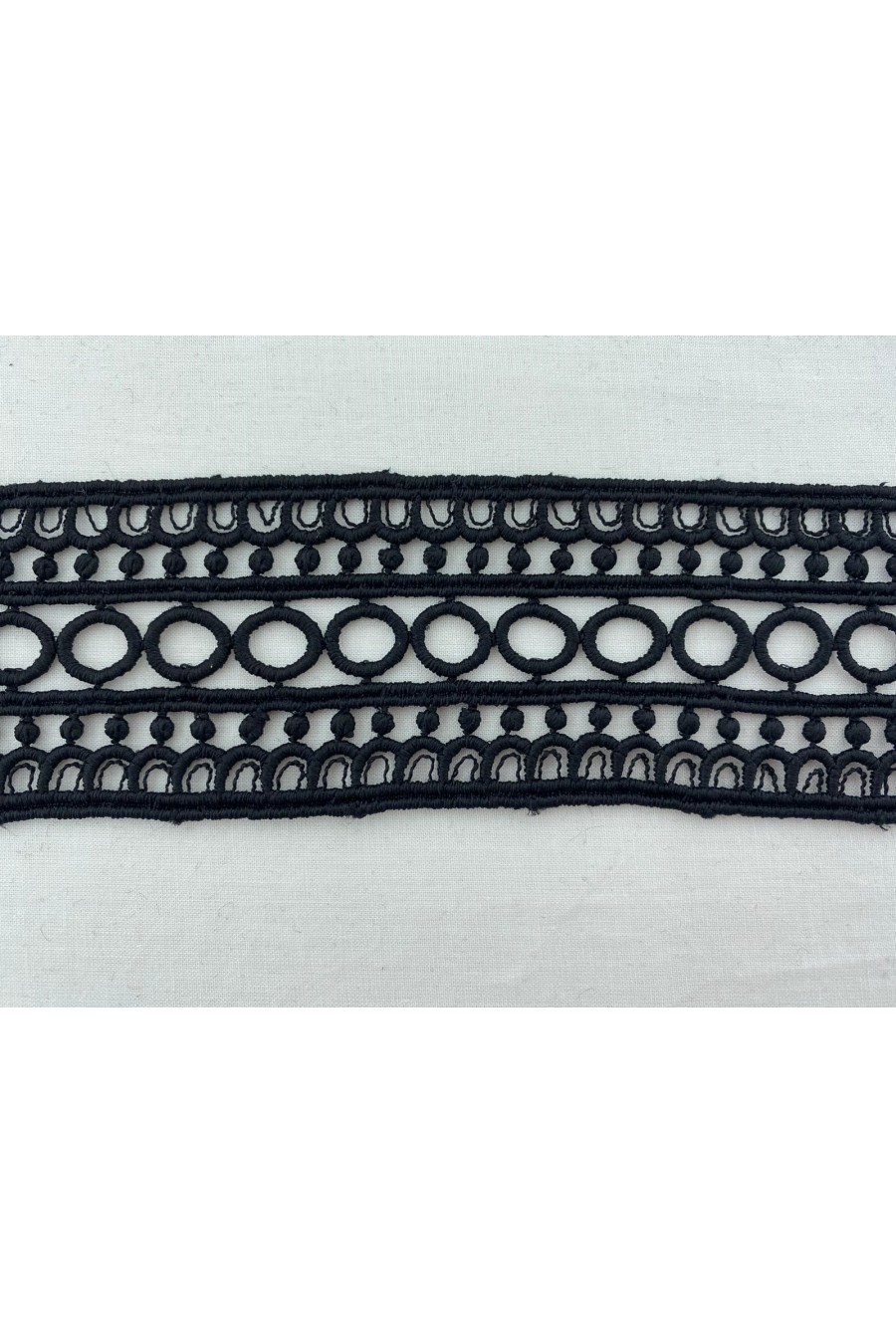 Siyah Mat Polyester Güpür Brode Bant