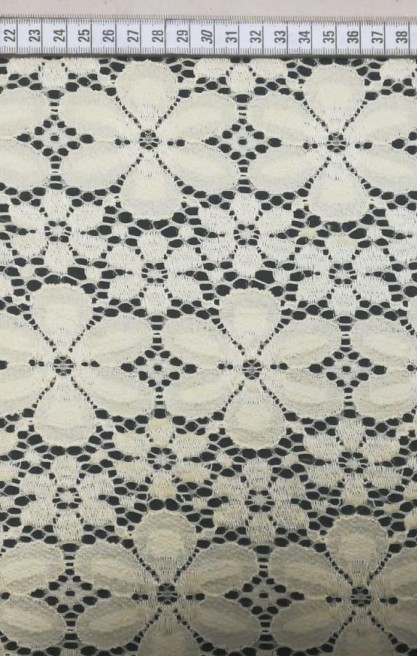 Sarı Kabartmalı Likralı Naylon Dantel