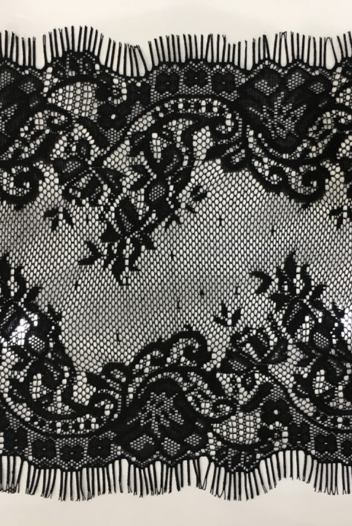 Siyah Sakallı Mat Polyester Dantel Bant