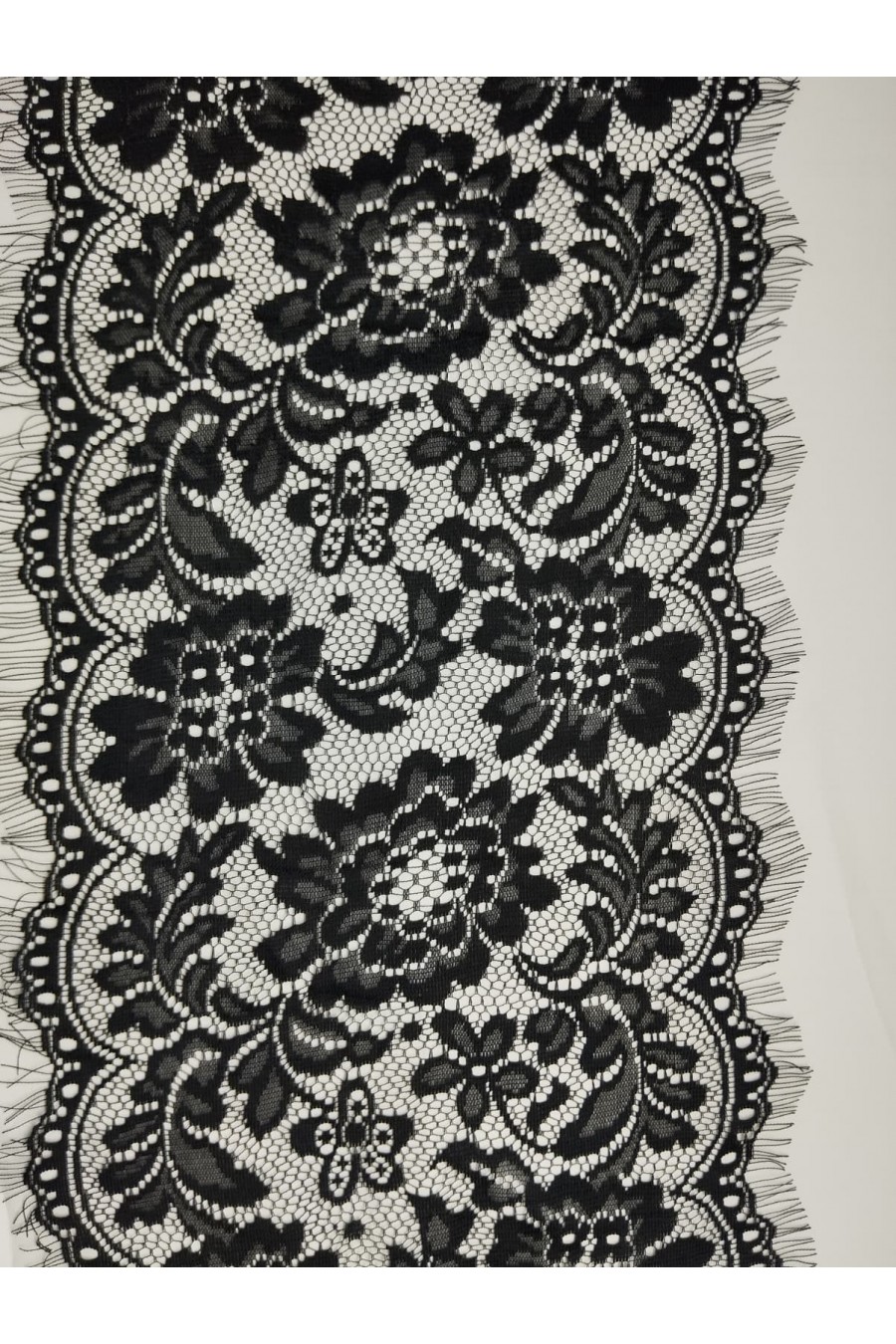 Düz Siyah Sakallı Mikro Polyester Dantel