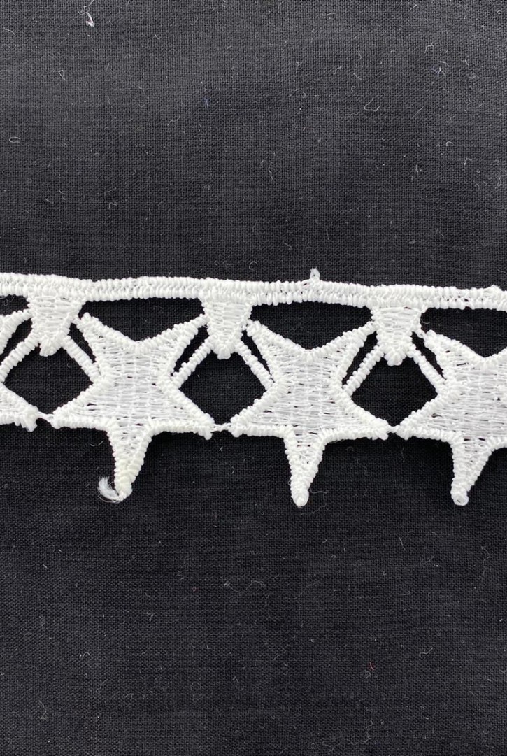 Yerli Güpür Brode Bant - Pamuk Kumaş - Ham - 3.5 CM