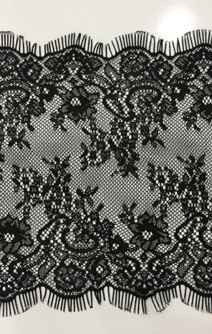 Siyah Sakallı Mat Polyester Yerli Dantel Bant - 28 cm