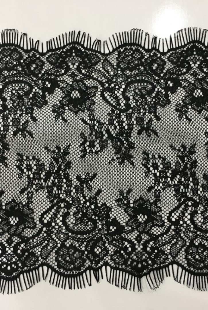 Siyah Sakallı Mat Polyester Yerli Dantel Bant - 28 cm