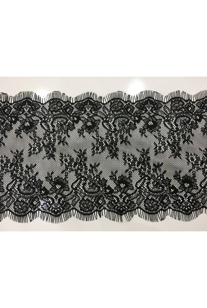 Siyah Sakallı Mat Polyester Yerli Dantel Bant - 28 cm