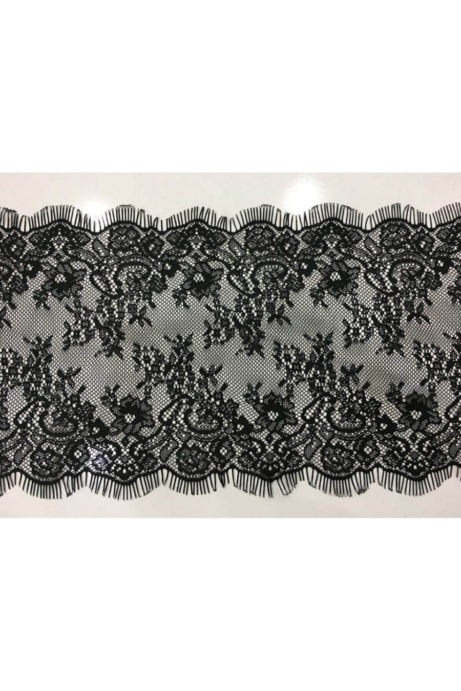 Siyah Sakallı Mat Polyester Yerli Dantel Bant - 28 cm