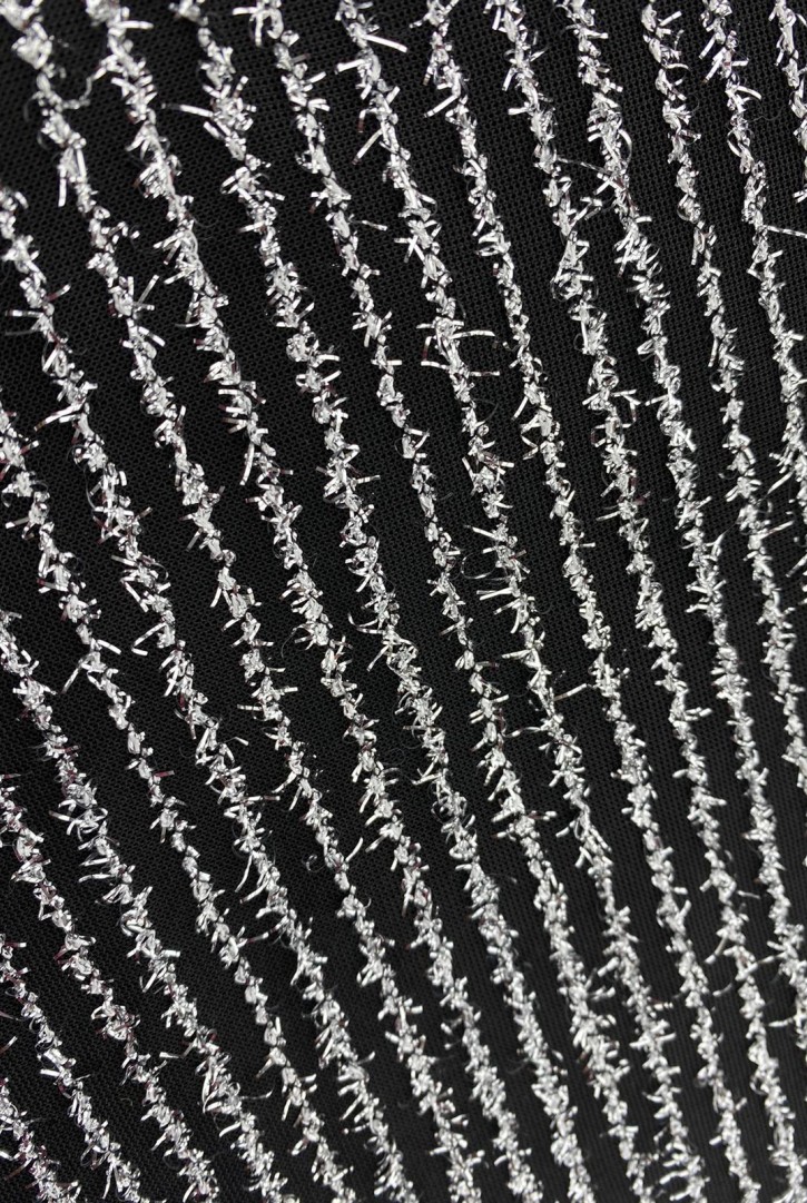 Siyah-Gümüş Sakallı Dokuma Polyester Kumaş