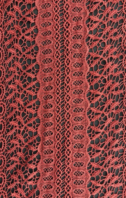 Bordo Mat Polyester Güpür Brode Bant - 20 cm