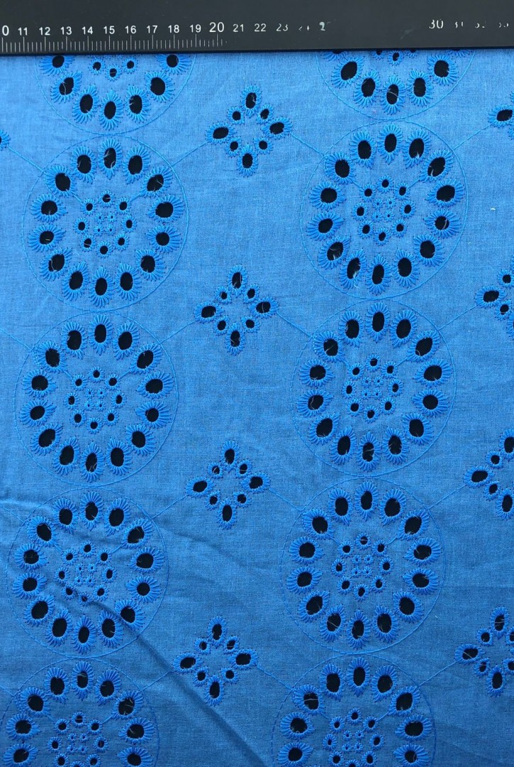 Sky Blue Pamuk Polyester Vual Brode