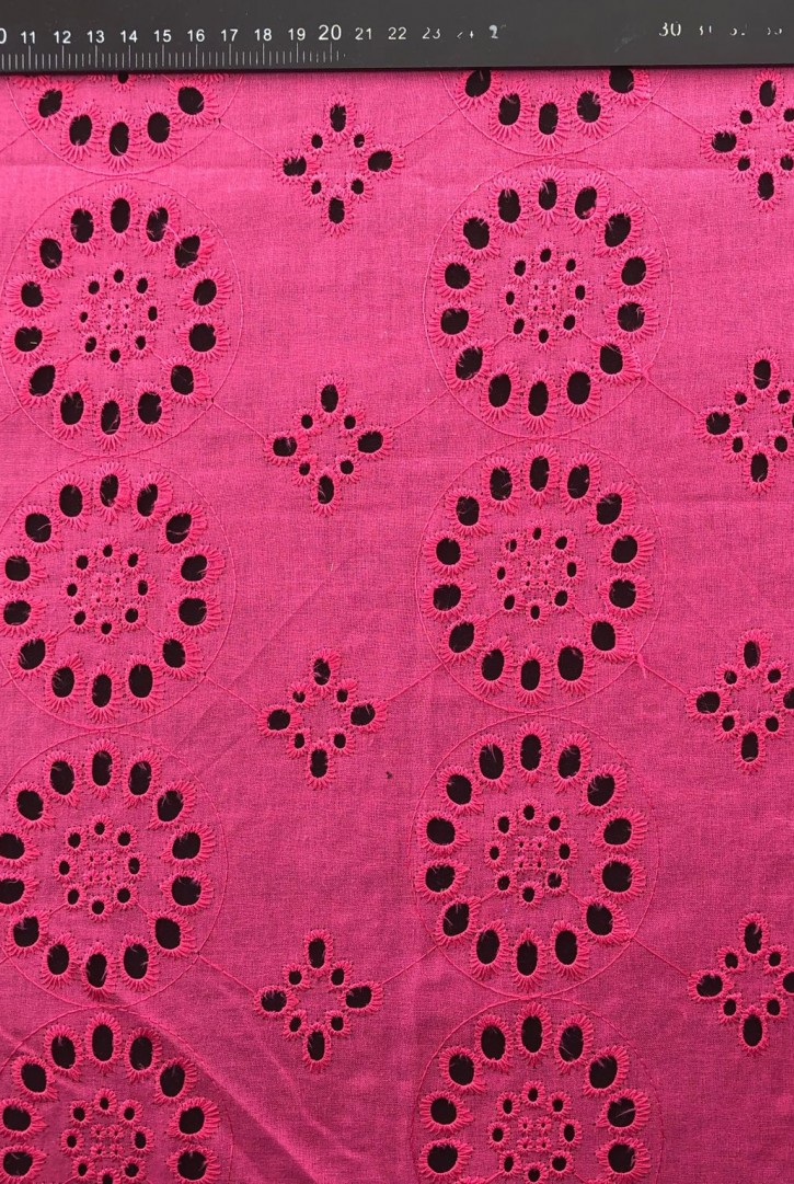 Fuşya Bohrerli Pamuk Polyester Vual Brode