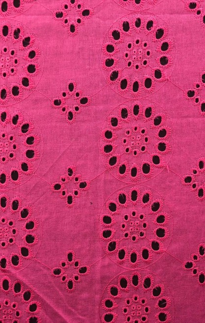 Fuşya Bohrerli Pamuk Polyester Vual Brode