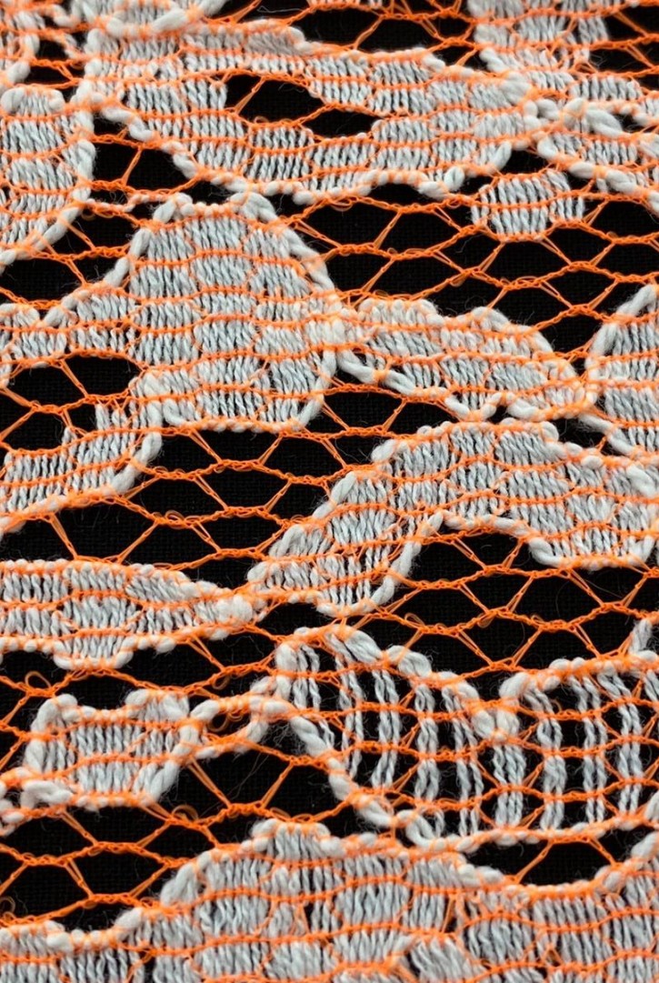 Neon Turuncu Kordsuz Pamuk Polyester Dantel Kumaş