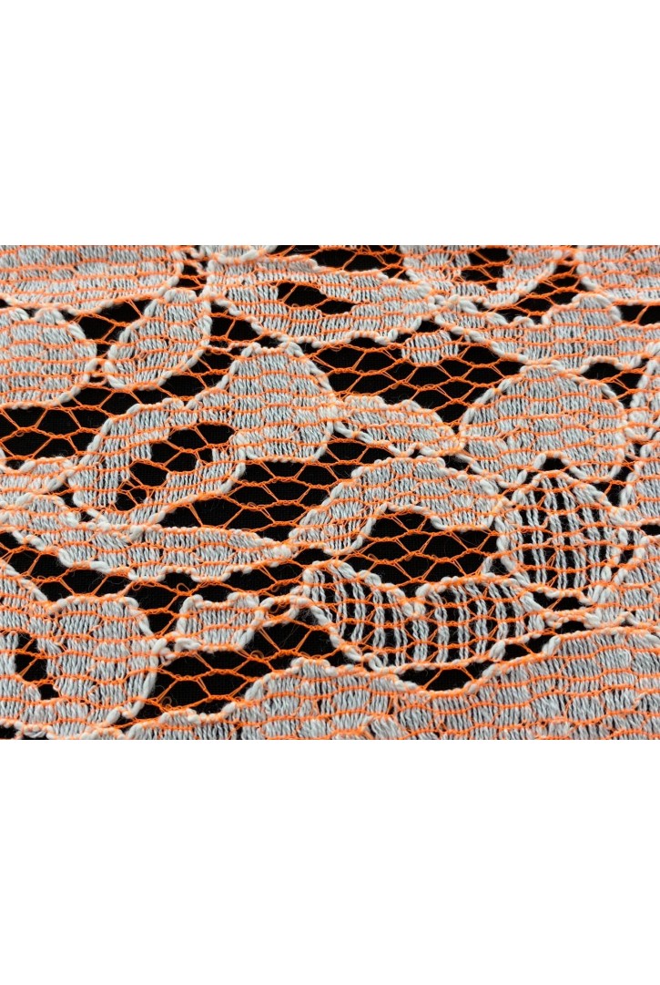 Neon Turuncu Kordsuz Pamuk Polyester Dantel Kumaş