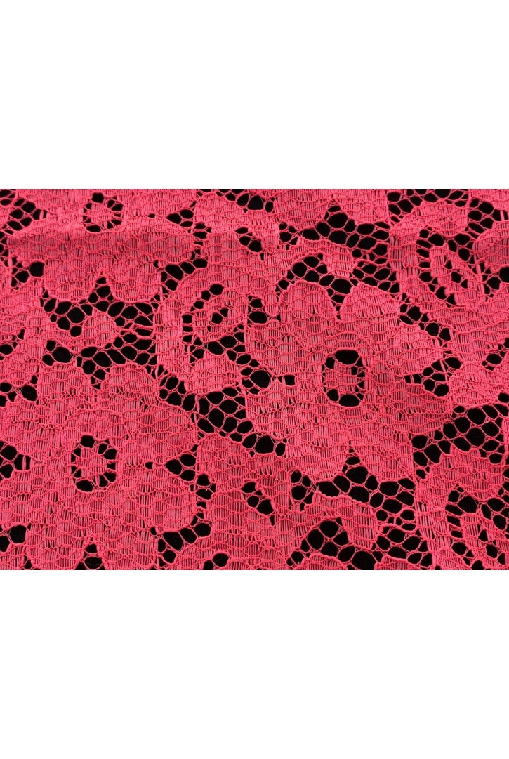 Neon Pembe Polyester Dantel Kumaş