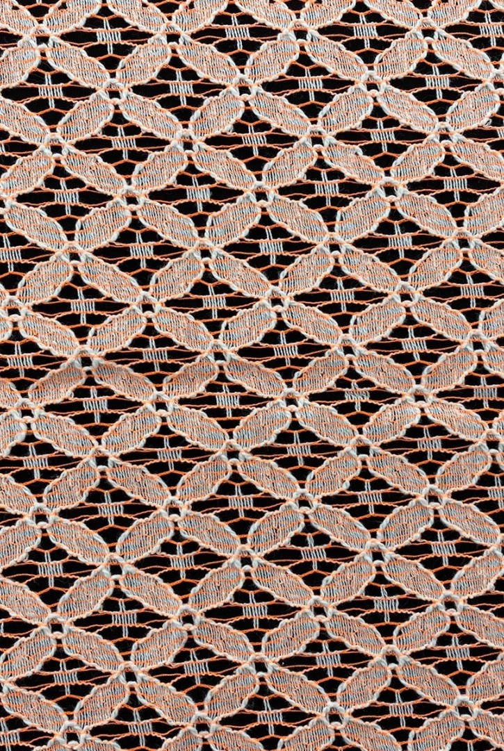 Neon Turuncu Yerli Likrasız Polyester Dantel