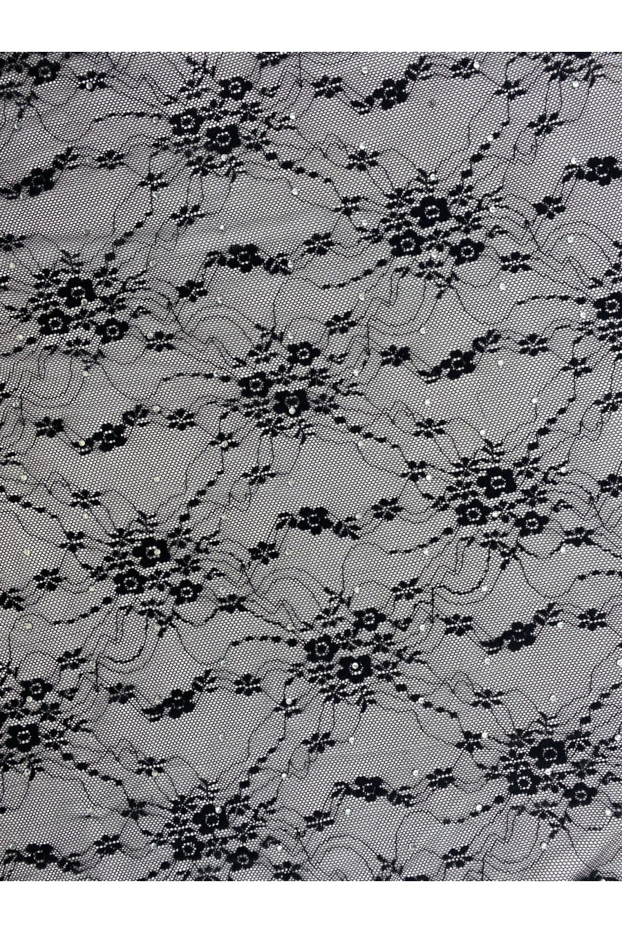 20587 DANTEL/İTHAL/LEZ/NAYLON LİKRALI/TAŞLI/SİYAH/145 CM