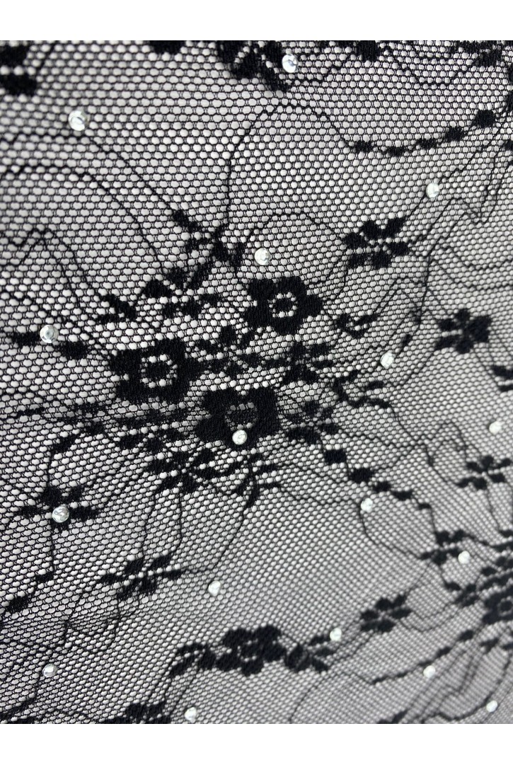 20587 DANTEL/İTHAL/LEZ/NAYLON LİKRALI/TAŞLI/SİYAH/145 CM