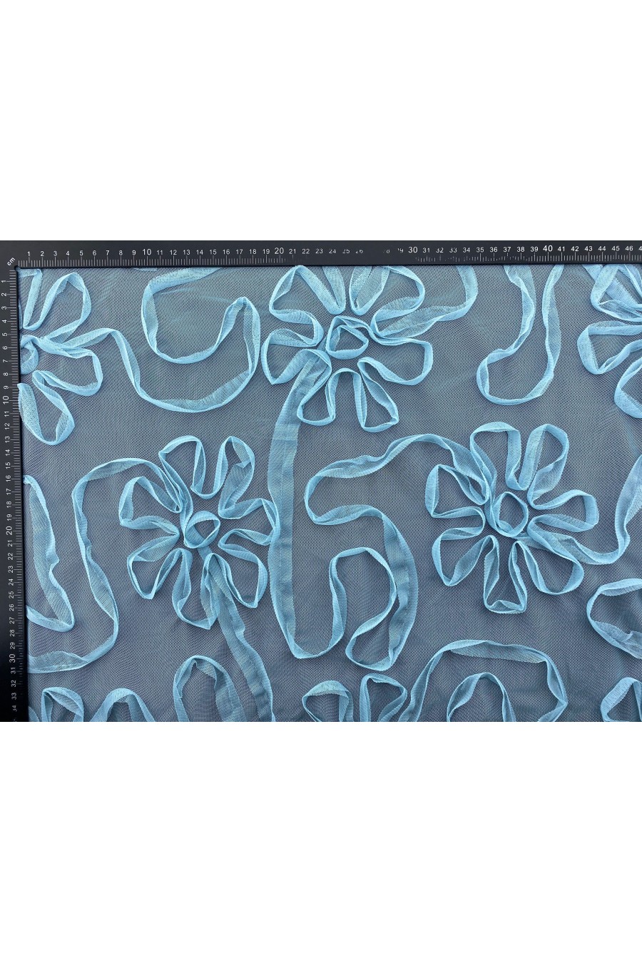 11208-METRE Mint Nakışlı Süzeneli Tül Kumaş - Yerli Polyester, 130 cm (11208)