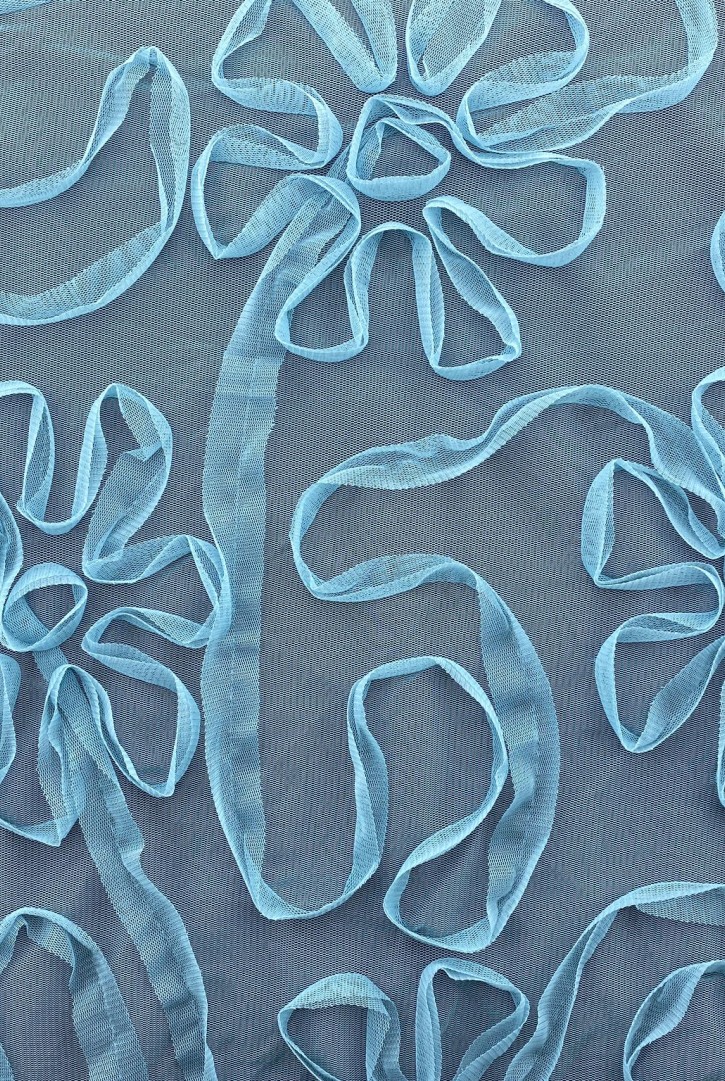 Mint Nakışlı Süzeneli Tül Kumaş - Yerli Polyester, 130 cm (11208)