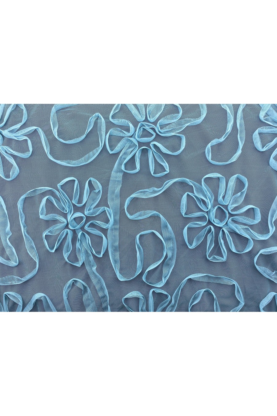 11208-METRE Mint Nakışlı Süzeneli Tül Kumaş - Yerli Polyester, 130 cm (11208)